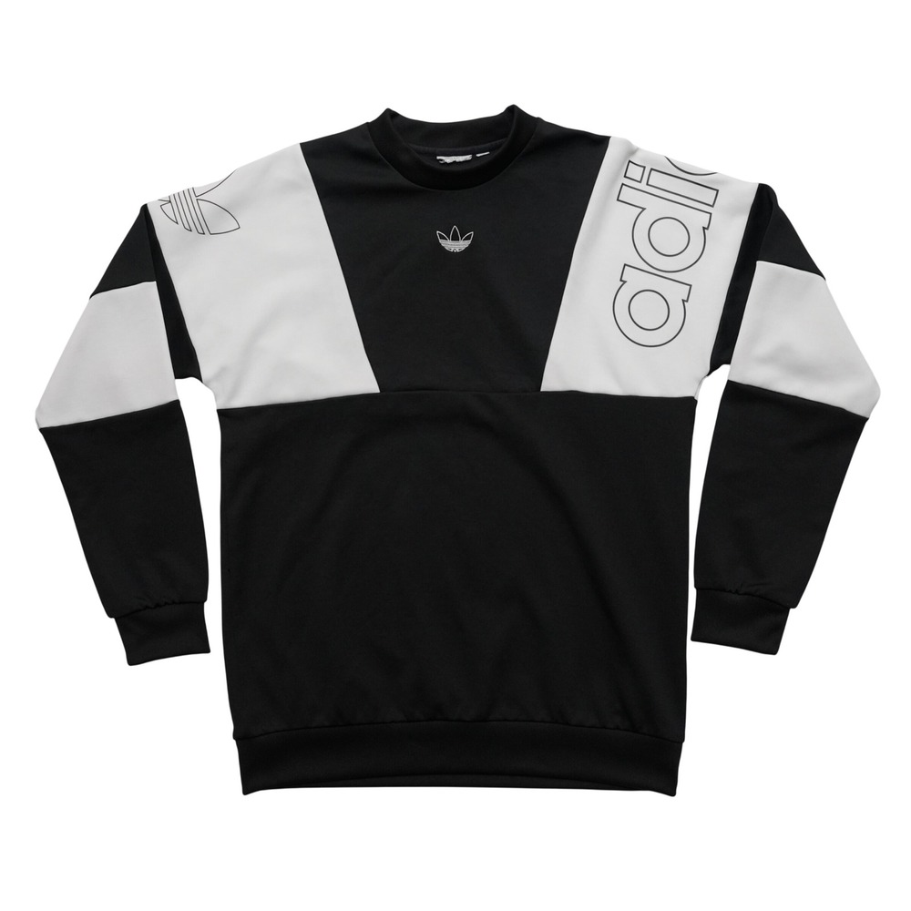 Adidas Originals Sweatshirt Mens M Black White Colorblock Trefoil FK1970